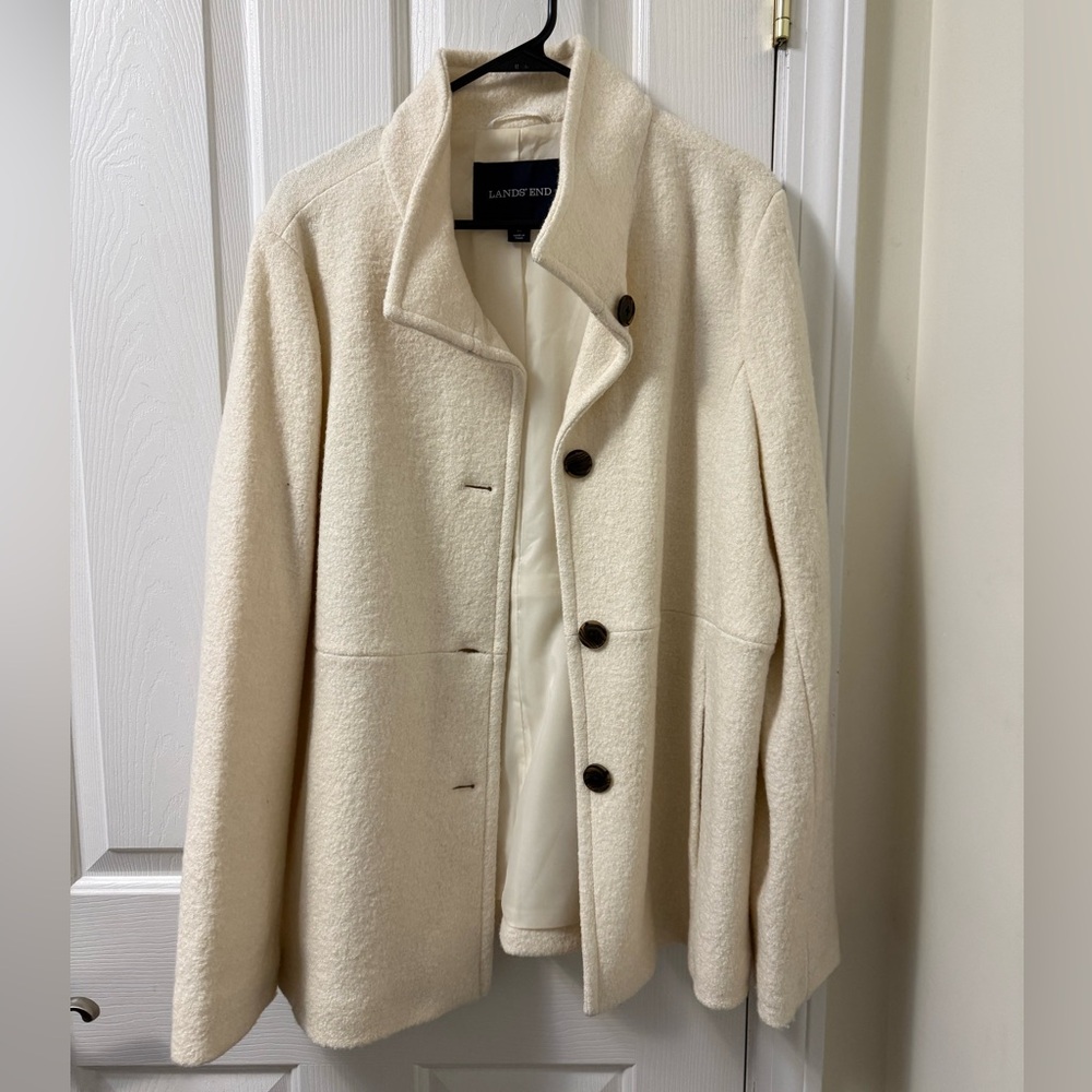 Vintage Lands' End Wool Blend Pea Coat
